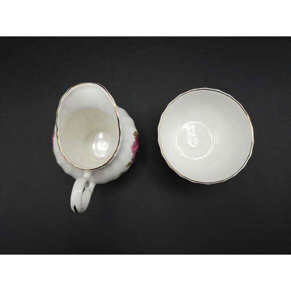 VTG Allyn Nelson England Pink Wildflower Rose Creamer Sugar Bowl Bone China - Picture 2 of 3